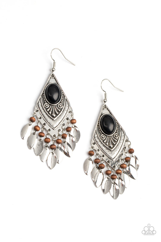 Paparazzi Earrings - Earthy Etiquette - Black