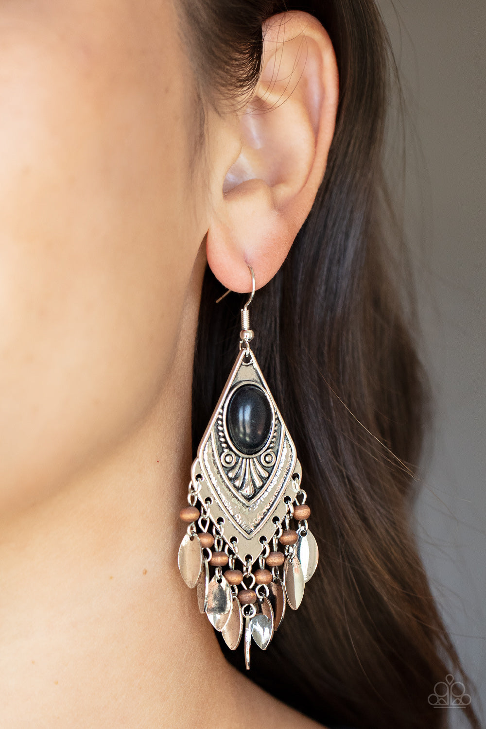 Paparazzi Earrings - Earthy Etiquette - Black