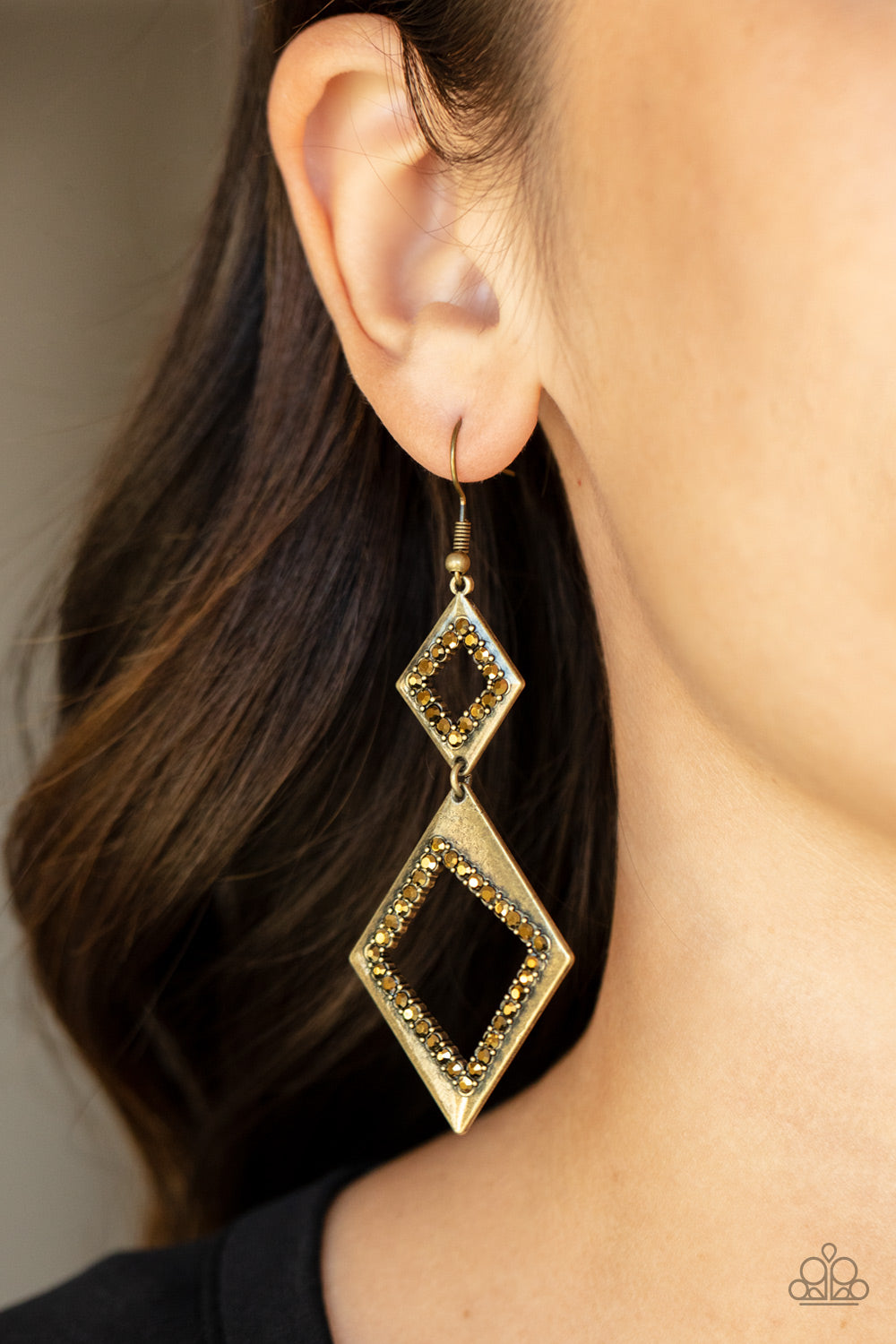 Paparazzi Earrings - Deco Decoupage - Brass