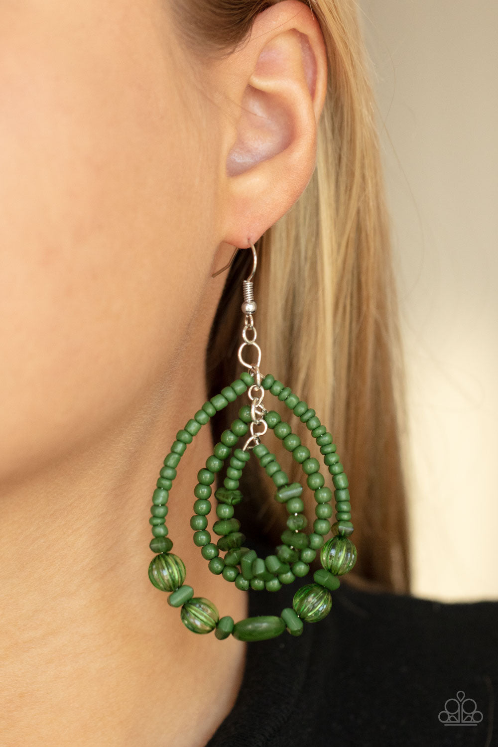 Paparazzi Earrings - Prana Party - Green