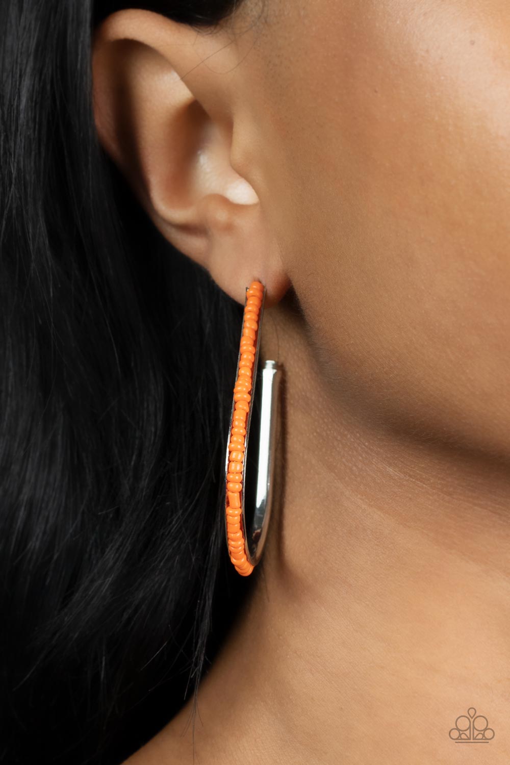 Paparazzi Earrings - Beaded Bauble - Orange
