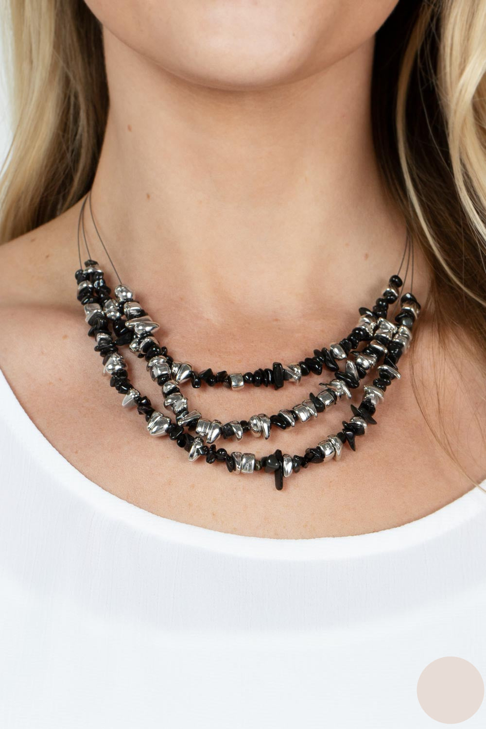Paparazzi Necklaces - Placid Pebbles - Black