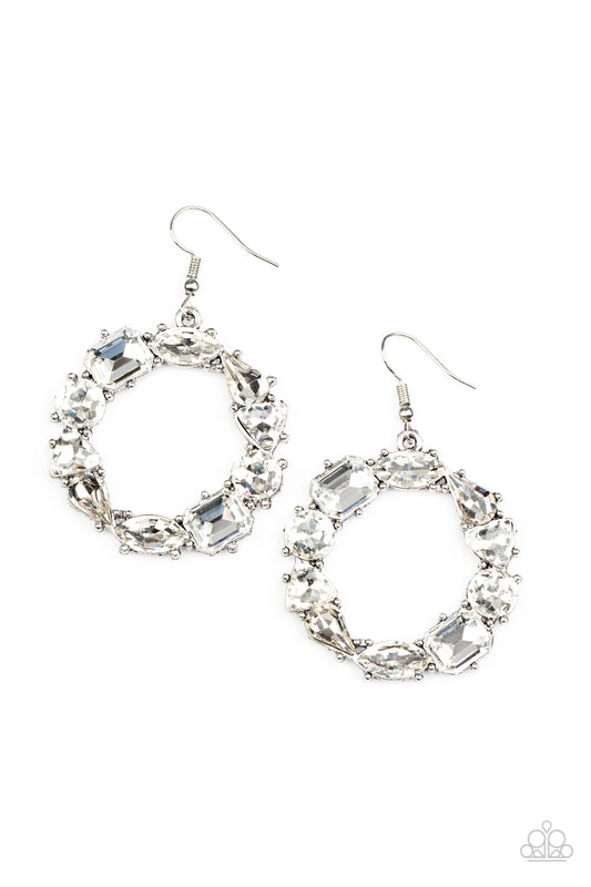 Paparazzi Earrings - Glowing in Circles - White