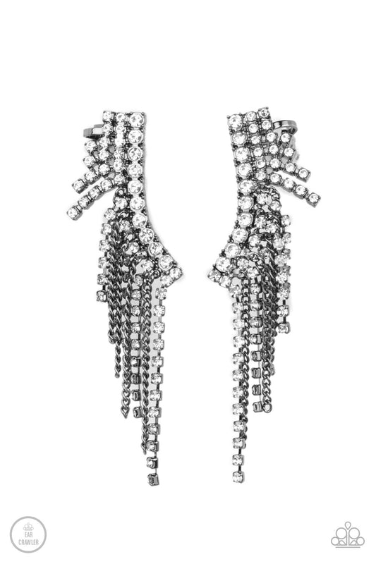 Paparazzi Earrings - Thunderstruck Sparkle - Black