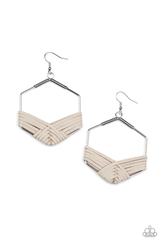 Paparazzi Earrings - Suede Solstice - Silver