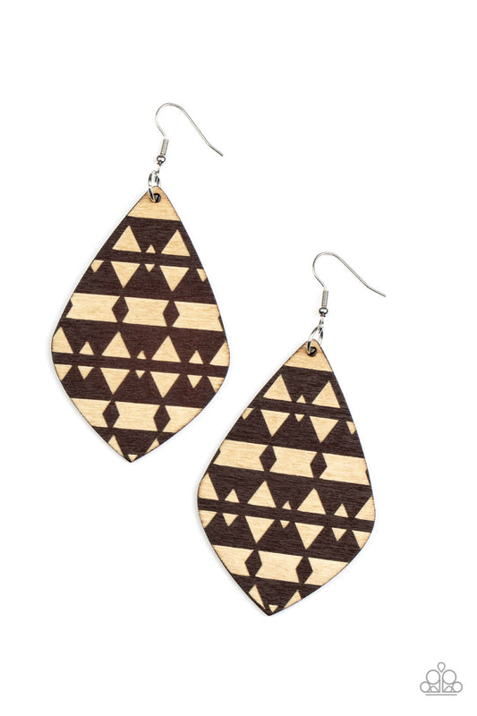 Paparazzi Earrings - Zimbabwe Zoo - Brown