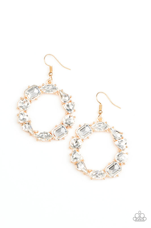 Paparazzi Earrings - Glowing in Circles - Gold