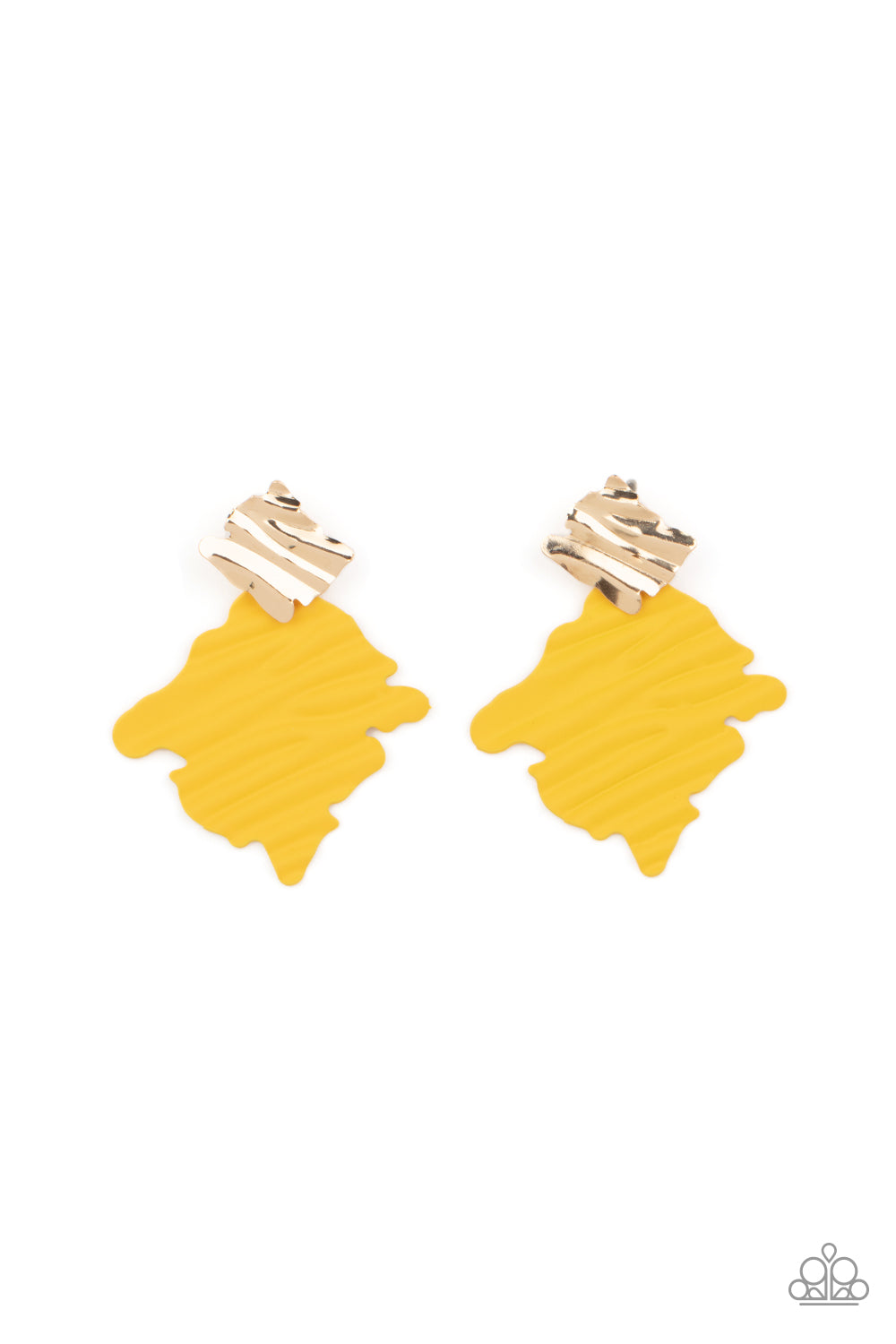 Paparazzi Earrings - Crimped Couture - Yellow