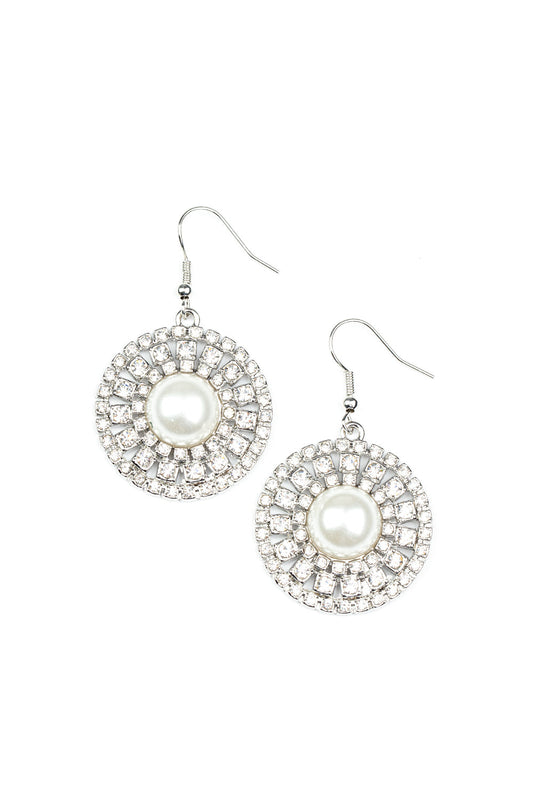 Paparazzi Earrings - Century Classic - White