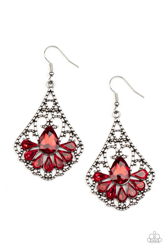 Paparazzi Earrings - Exemplary Elegance - Red