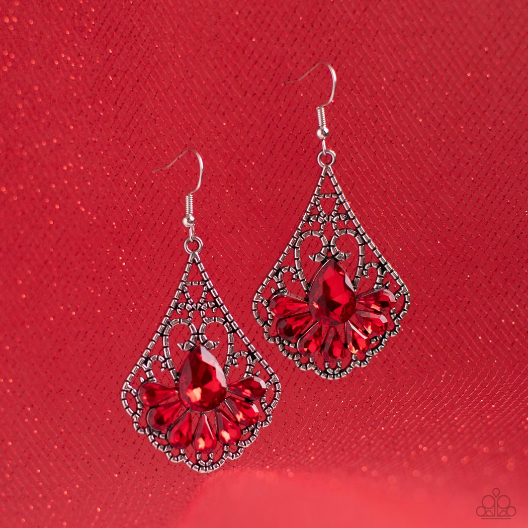 Paparazzi Earrings - Exemplary Elegance - Red