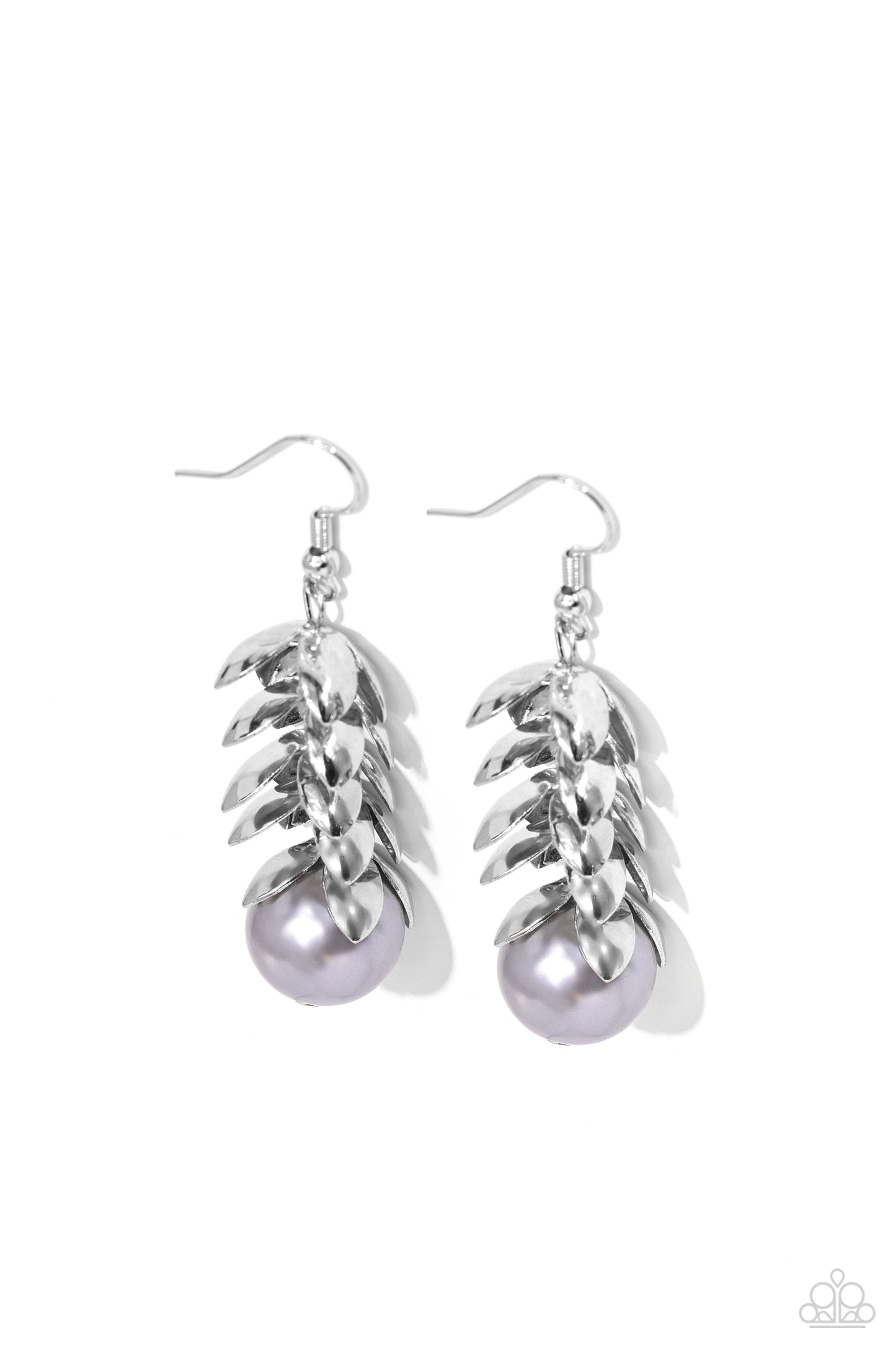 Paparazzi Earrings - Ocean FROND Property - Silver