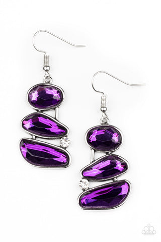 Paparazzi Earrings - Gem Galaxy - Purple
