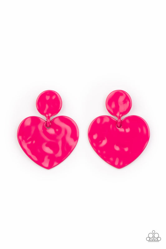 Paparazzi Earrings - Just a Little Crush - Pink