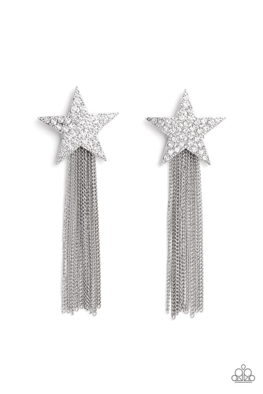 Paparazzi Earrings - Superstar Solo - White