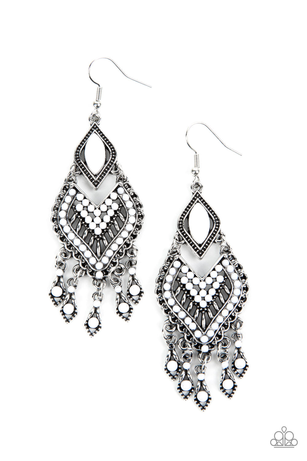 Paparazzi Earrings - Dearly Debonair - White