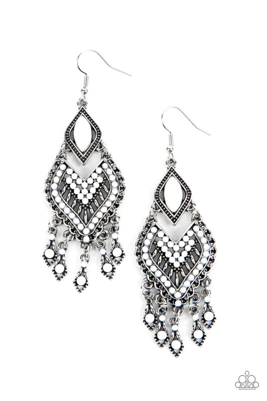 Paparazzi Earrings - Dearly Debonair - White