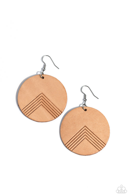 Paparazzi Earrings - On the Edge of Edgy - Brown