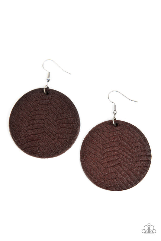 Paparazzi  Earrings - Leathery Loungewear - Brown