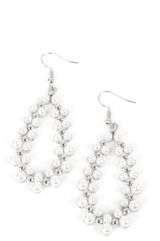 Paparazzi Earrings - Absolutely Ageless - White