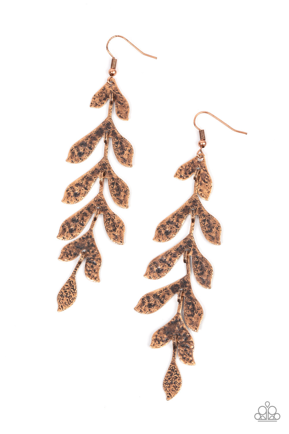 Paparazzi Earrings - Lead From the Frond - Copper