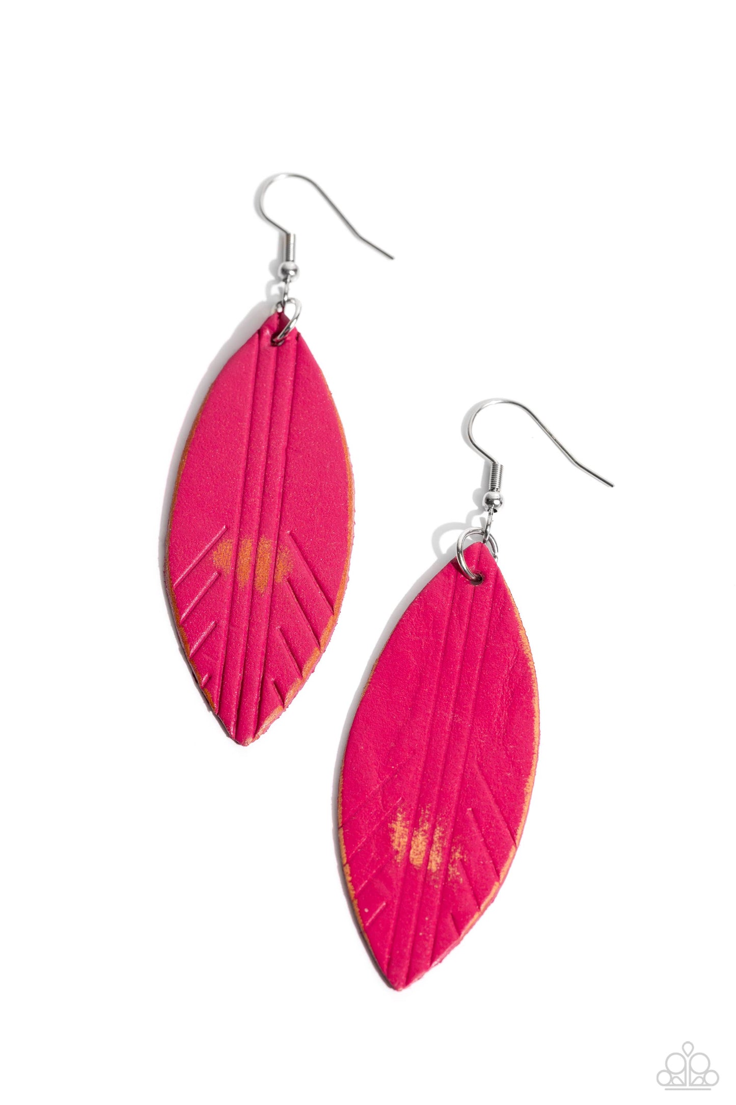 Paparazzi Earrings - Leather Lounge - Pink