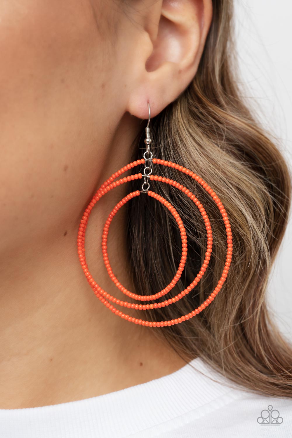 Paparazzi Earrings - Colorfully Circulating - Orange