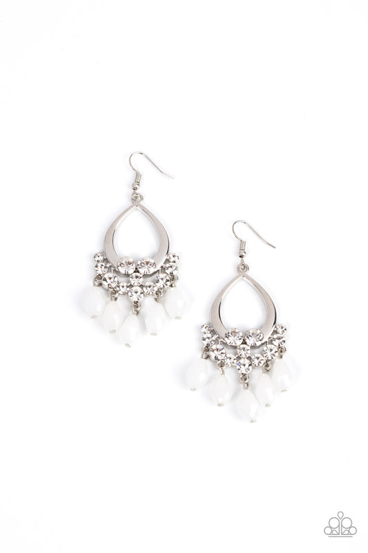 Paparazzi Earrings - Famous Fashionista - White