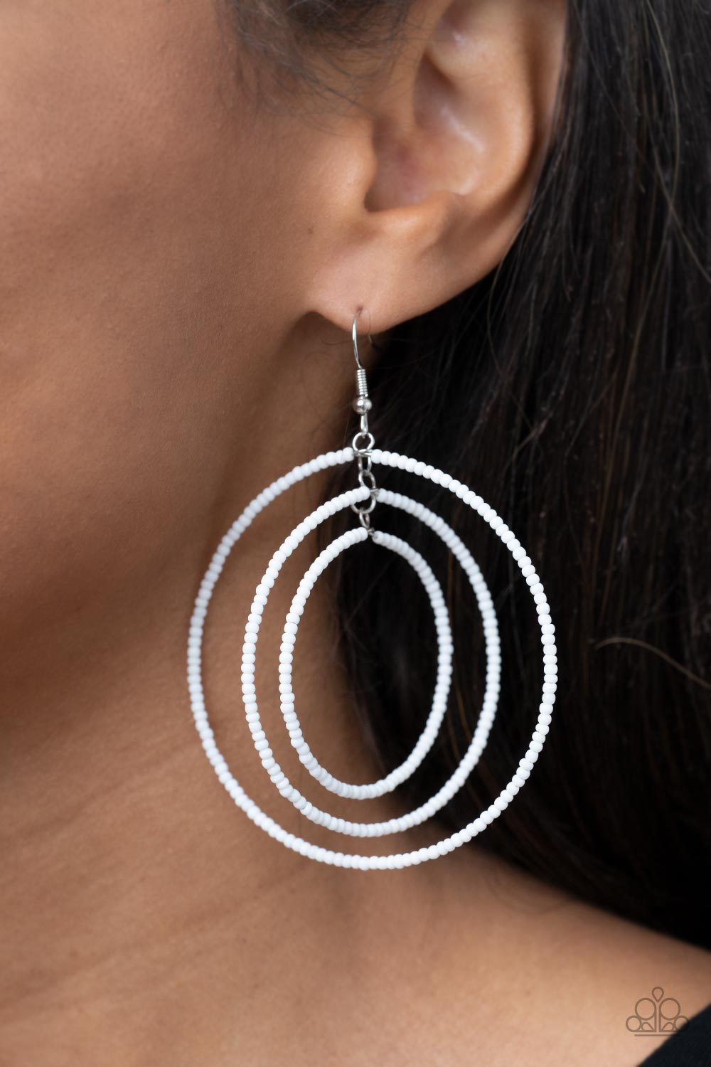 Paparazzi Earrings - Colorfully Circulating - White