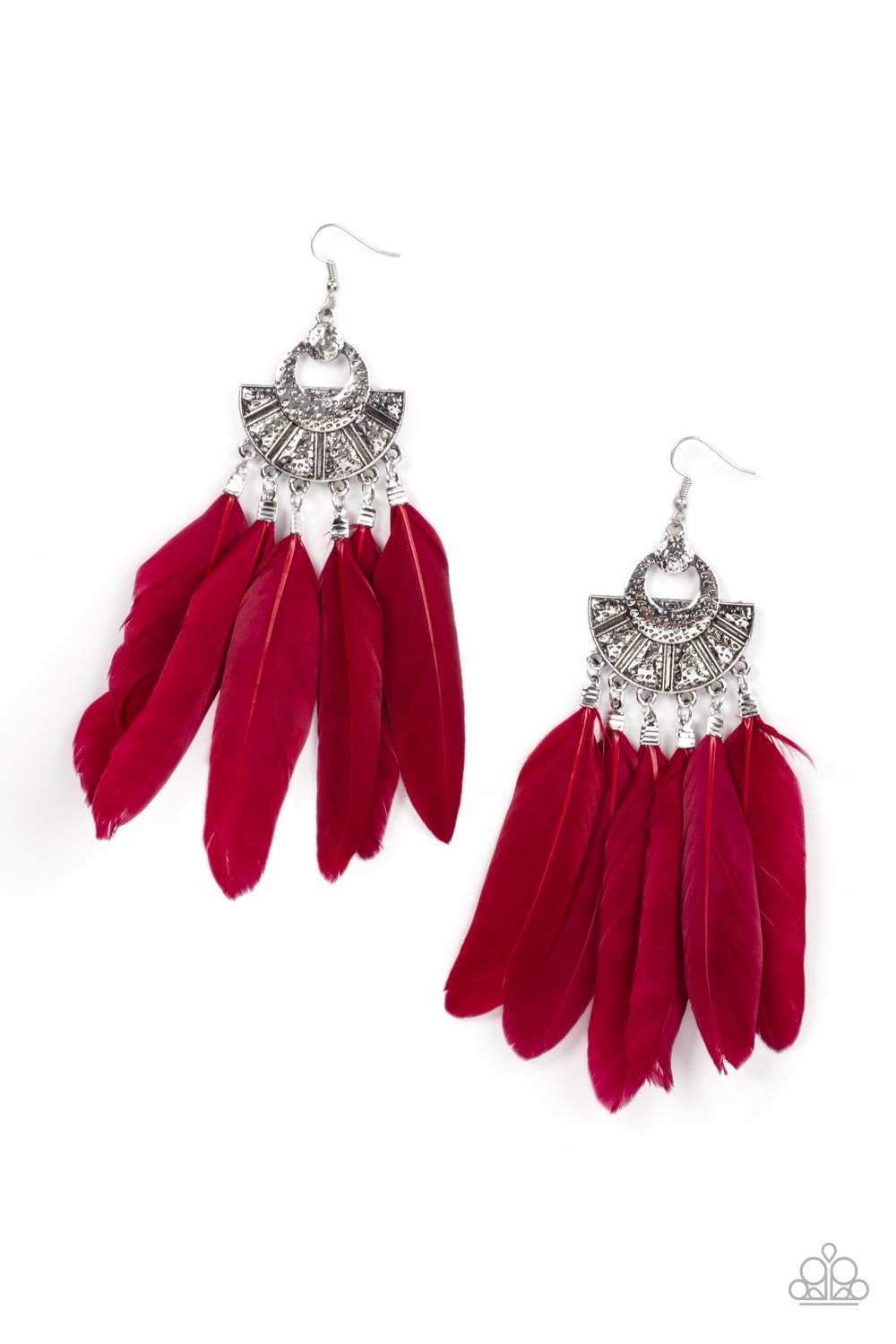 Paparazzi Earrings - Plume Paradise - Red