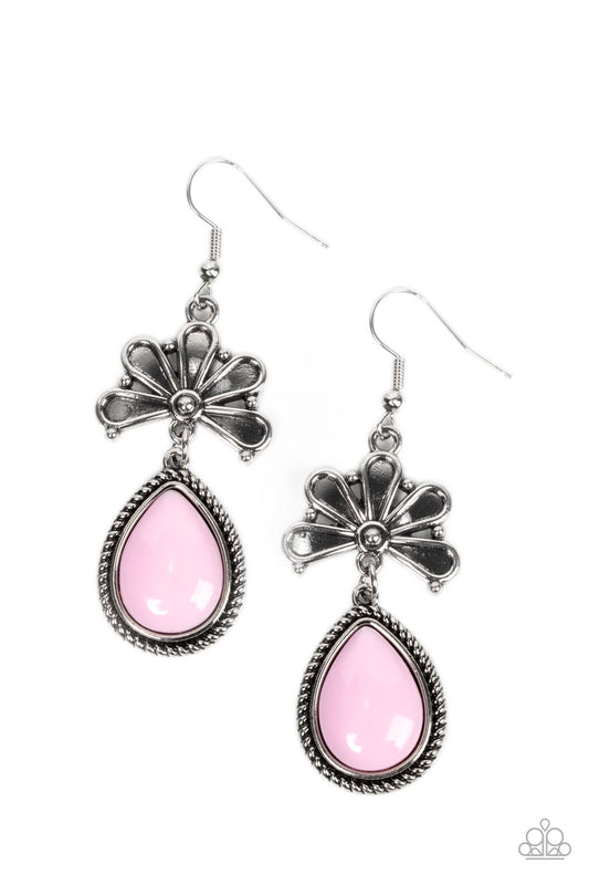 Paparazzi Earrings - Brightly Blooming - Pink