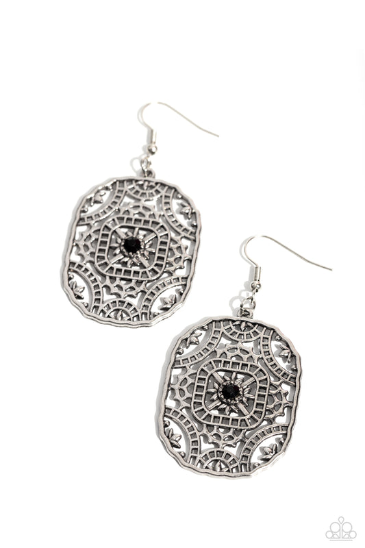 Paparazzi Earrings - Greco-Roman Romance - Black
