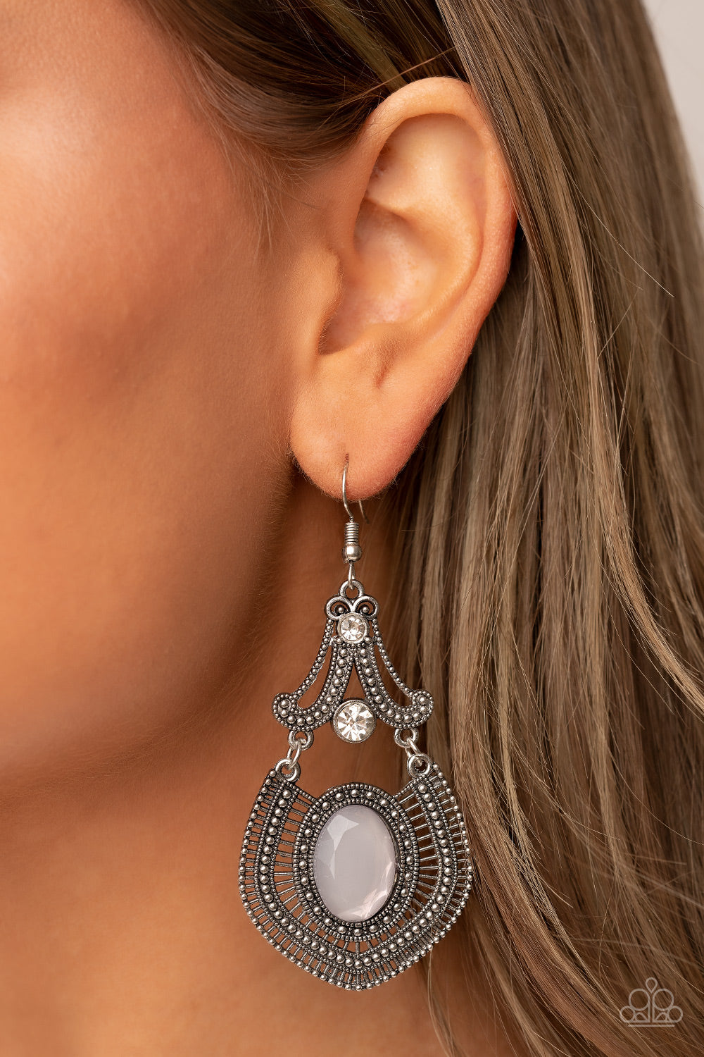 Paparazzi Earrings - Panama Palace - Silver