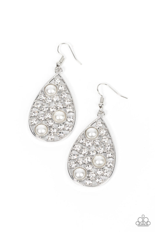 Paparazzi Earrings - Bauble Burst - White