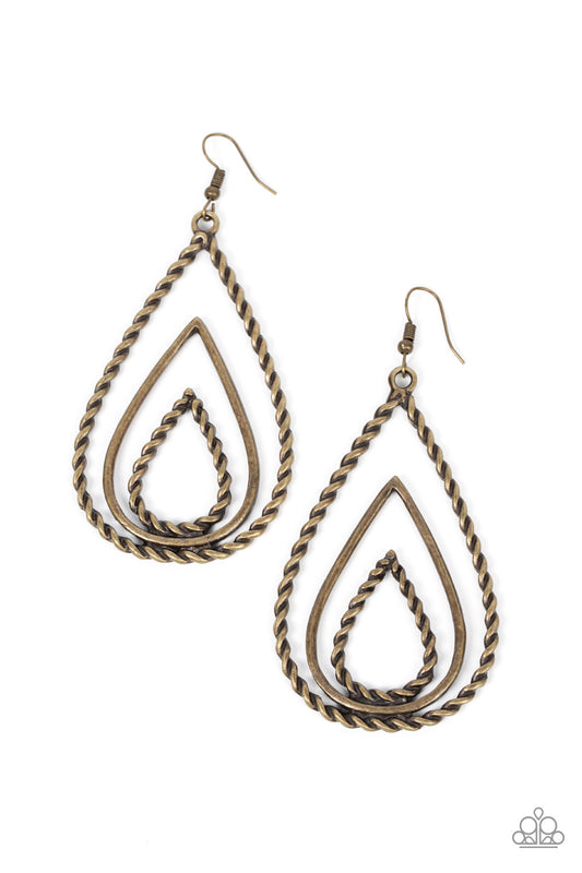 Paparazzi Earrings - Tastefully Twisty - Brass