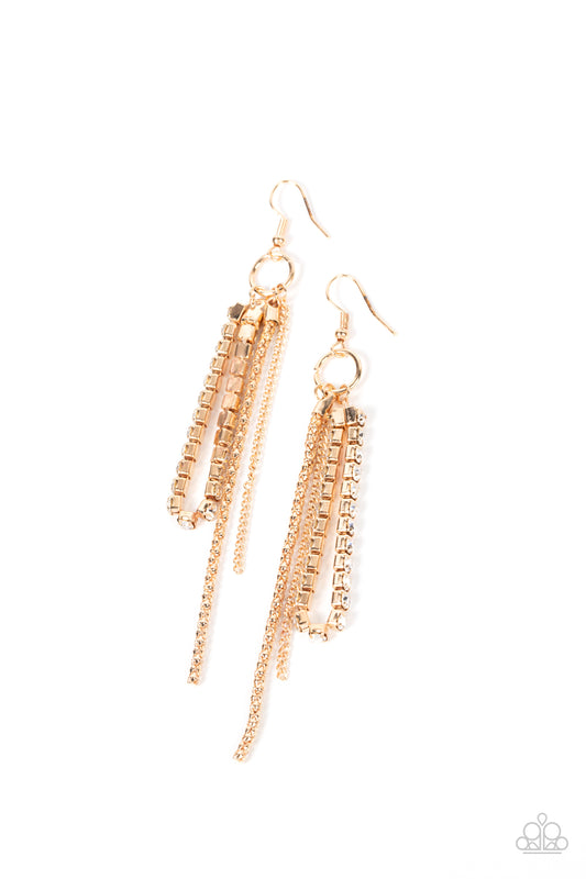 Paparazzi Earrings - Swing Dance Dazzle - Gold