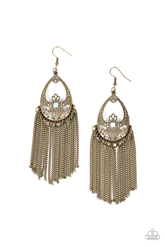 Paparazzi Earrings - Castle Cottage - Brass