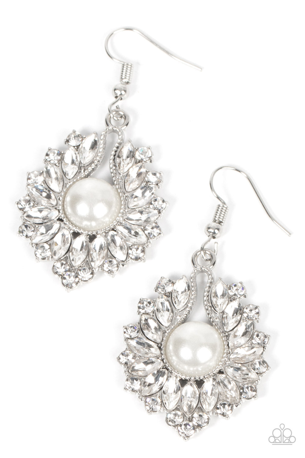 Paparazzi Earrings - Crowns Required - White