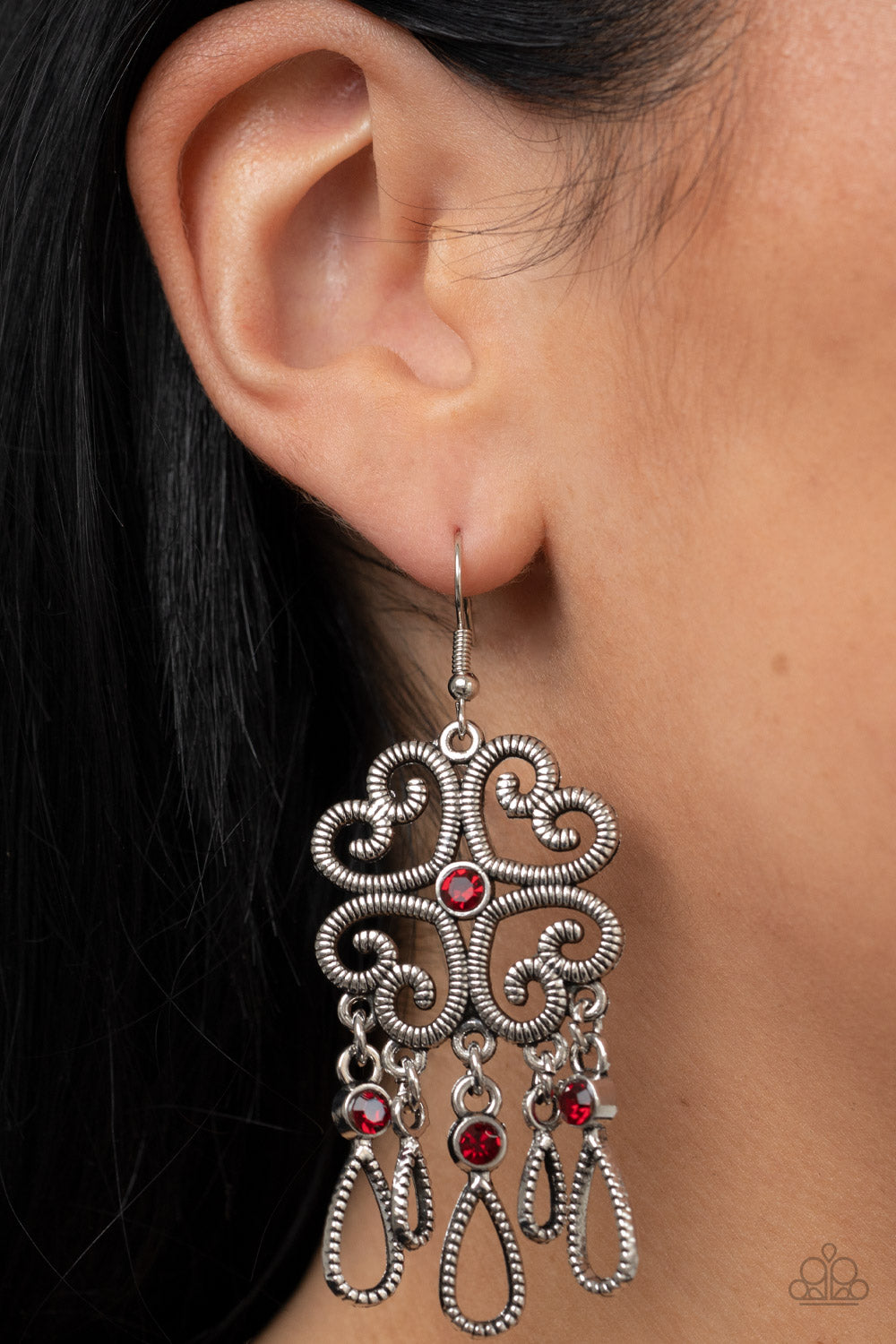 Paparazzi Earrings - Majestic Makeover - Red