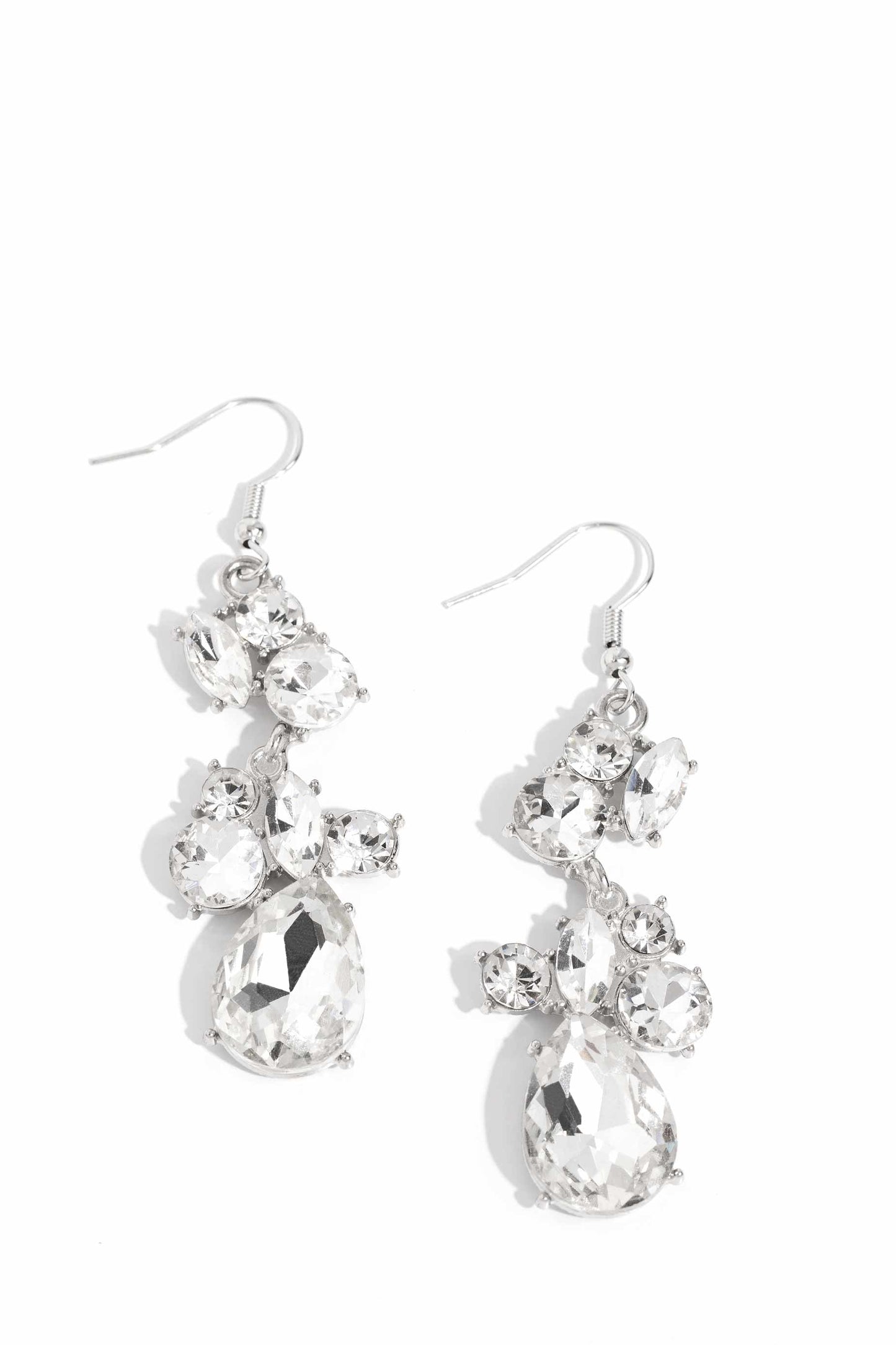 Paparazzi Earrings - Rhinestone Reveler - White