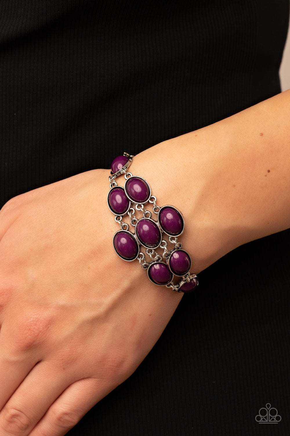 Pretty Persuasion - Purple and Silver Elastic Bracelet - Paparazzi  Accessories – Bejeweled Accessories By Kristie