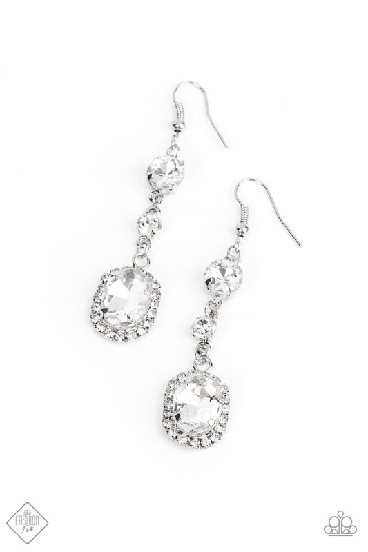 Paparazzi Earrings - Glass Slipper Sparkle - White - Fashion Fix