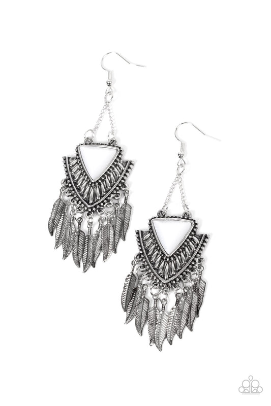 Paparazzi Earrings - Shady Oasis - White