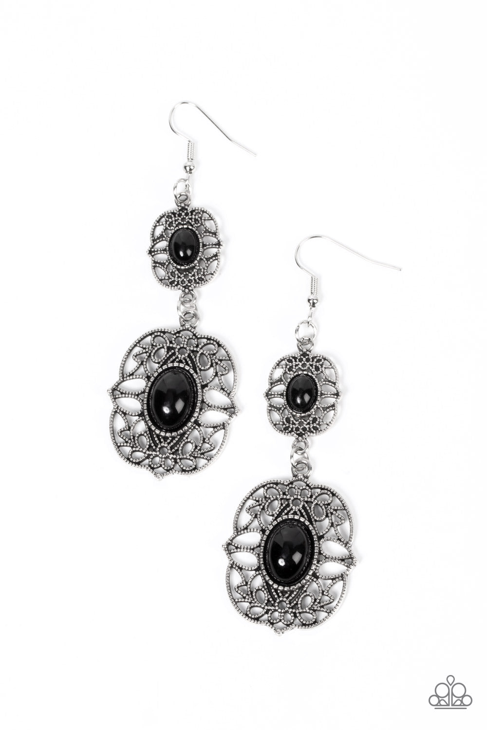 Paparazzi Earrings - Victorian Villa - Black