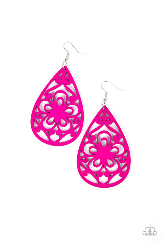 Paparazzi Earrings - Marine Eden - Pink