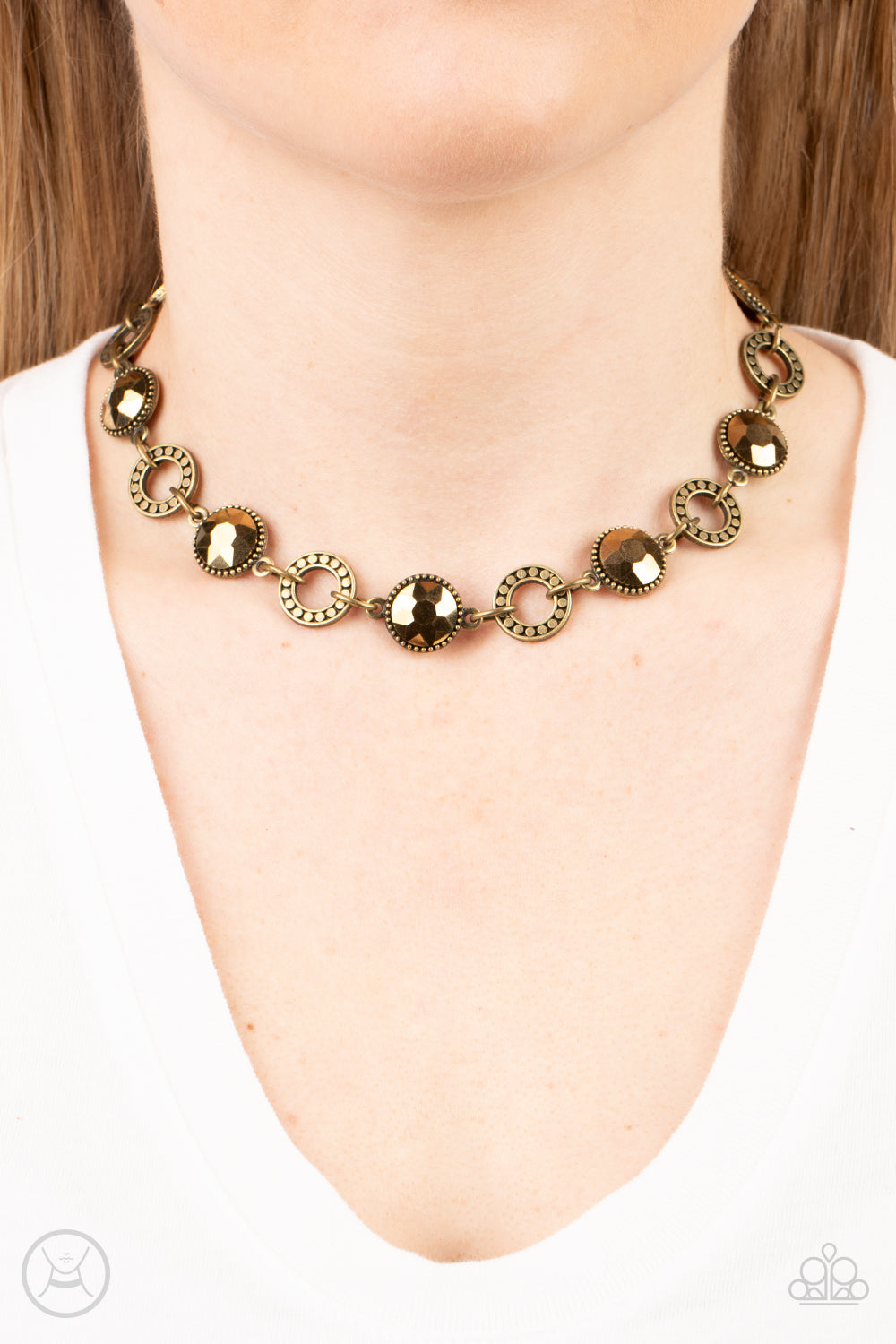 Paparazzi Necklaces - Rhinestone Rollout - Brass