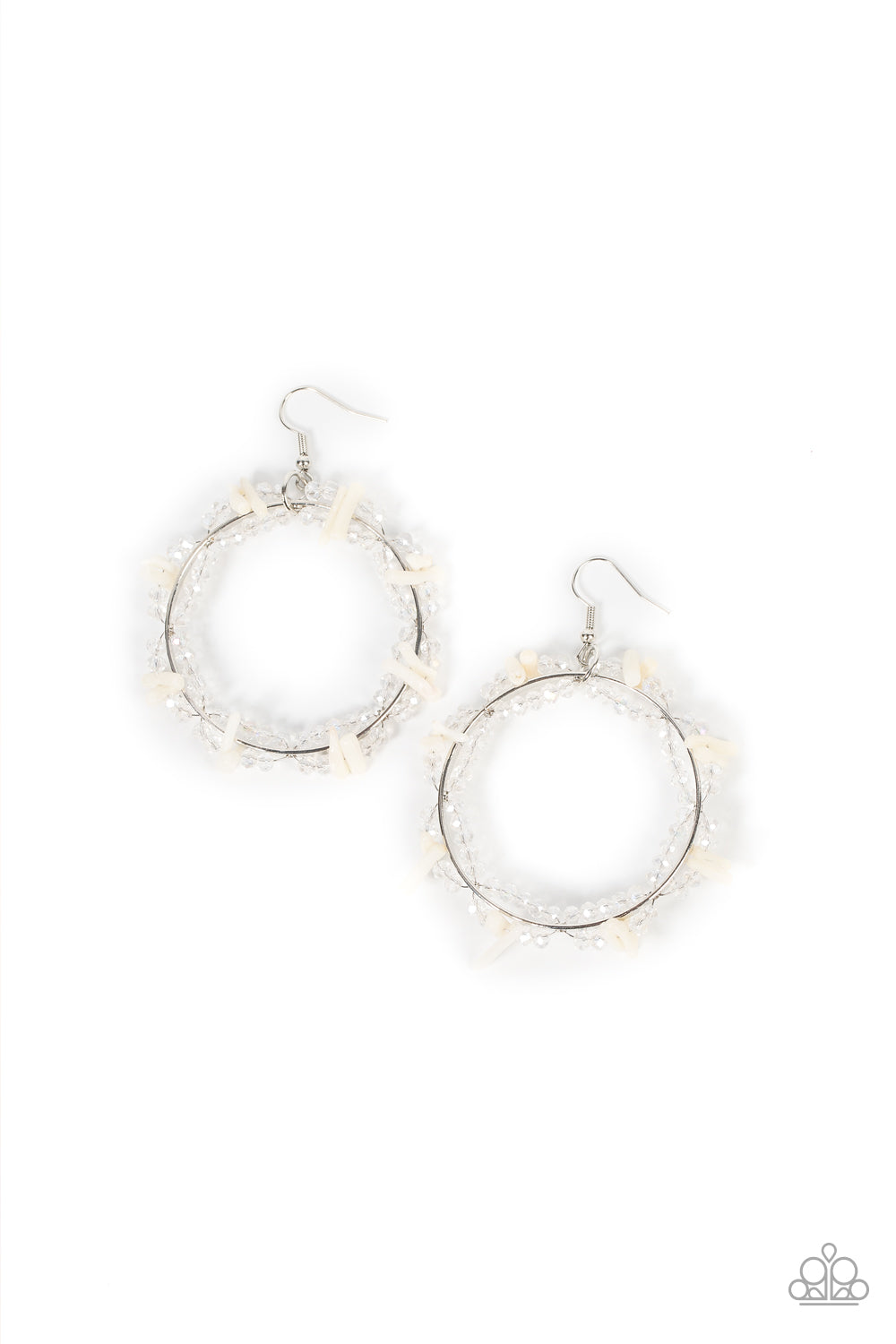 Paparazzi Earrings - Ocean Surf - White