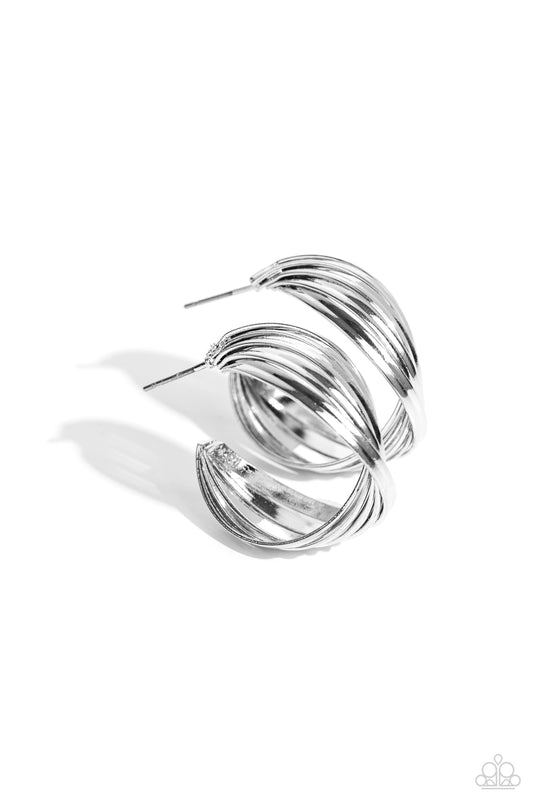 Paparazzi Earrings - Curvy and Worthy - Silver