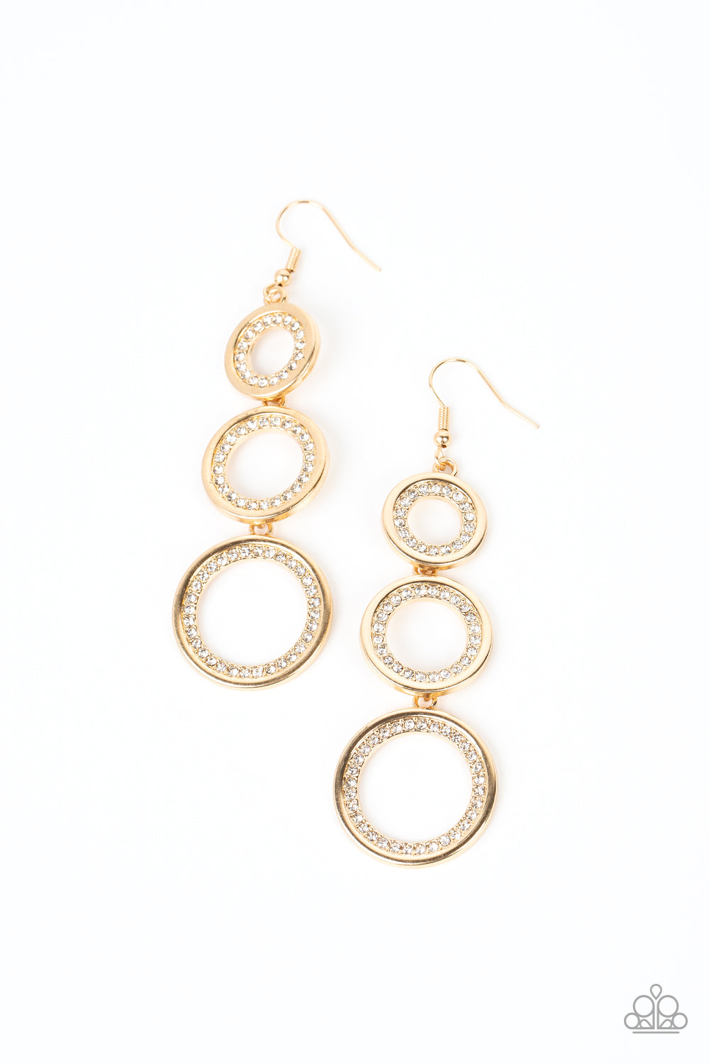 Paparazzi Earrings - Shimmering in Circles - Gold