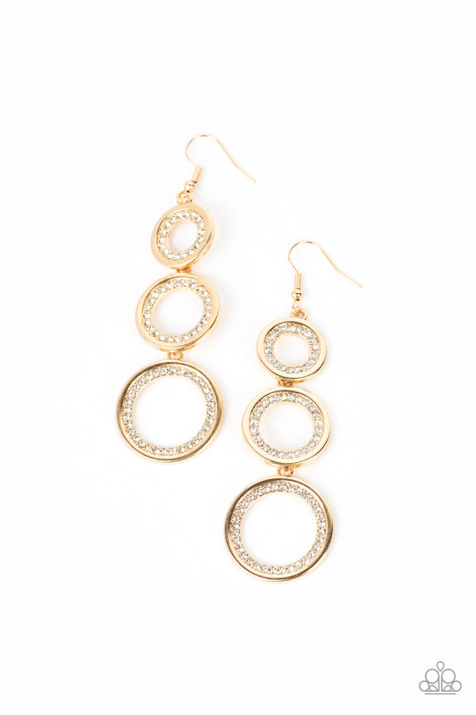 Paparazzi Earrings - Shimmering in Circles - Gold